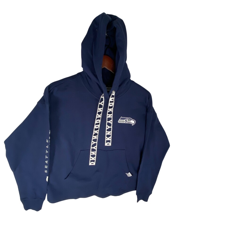 Women's Seattle Seahawks DKNY Sport College Navy Staci Pullover Hoodie Size S